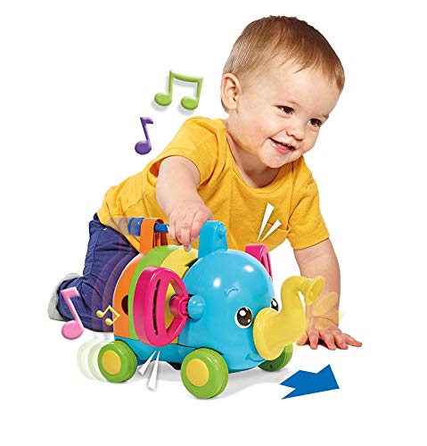 TOMY Babyspielzeug mit Musik "Rudi Rasselelefant" mehrfarbig - hochwertiges Kleinkindspielzeug - vereint Steckspielzeug und Musikspielzeug - ab 12 Monate von Tomy