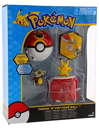 Wurfball-Set mit einem Pokeball Pikachu und Poke Ball/Cubone und Repeat-Ball-Figur von Tomy