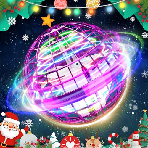 TOMZON Hoverball Fliegender Ball, RGB Spielzeug für Kinder, Kreisel, Boomerang mit LED Licht, 15min Flugzeit USB Aufladung, Geschenk für Jungen und Mädchen-Violett von TOMZON