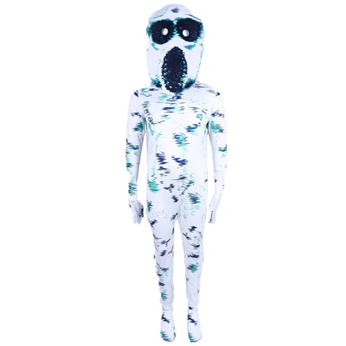 TONGQUD Jungenkostüm für Halloween, Spieltüren, Rollenspiel-Overall, gruselige Cosplay-Kleidung (weiß, 11-12 Jahre) von TONGQUD