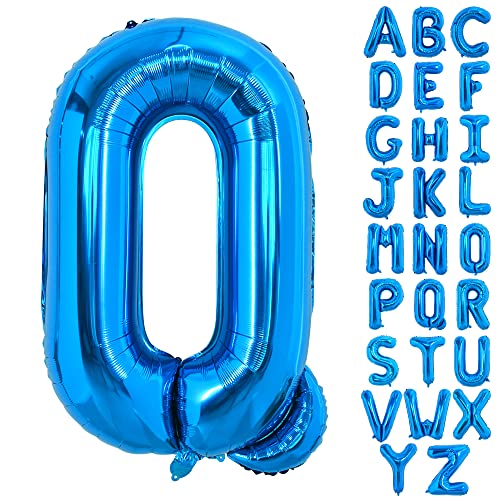 TONIFUL 40 Zoll großer Blau Buchstabe Q Ballon, riesiger Buchstabenballon, großer Folienballon für Geburtstagsfeier, Jubiläumsdekoration von TONIFUL