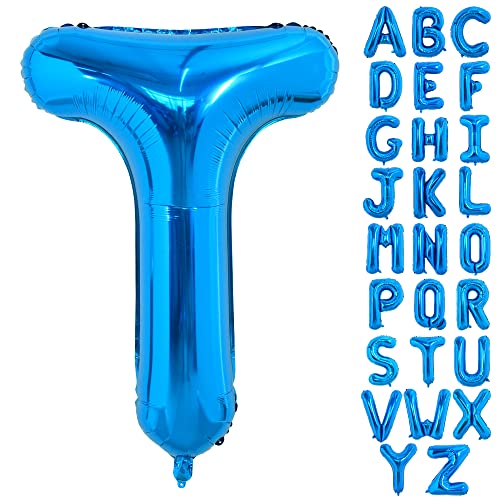 TONIFUL 40 Zoll großer Blau Buchstabe T Ballon, riesiger Buchstabenballon, großer Folienballon für Geburtstagsfeier, Jubiläumsdekoration von TONIFUL