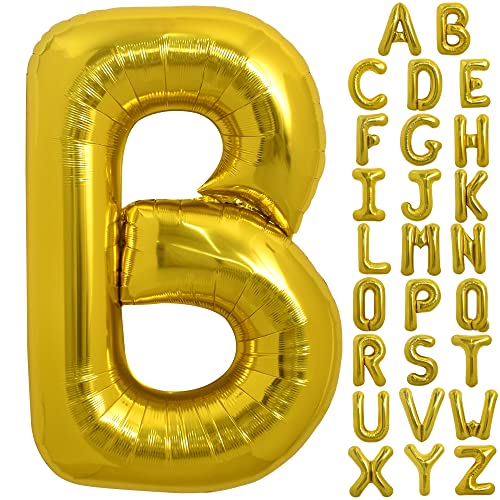 TONIFUL 40 Zoll große Goldfarbene B Buchstabe Ballons Jumbo Helium Ballons, Folie Mylar Big Alphabet Ballons für Geburtstagsfeier Jubiläum Valentinstag Zubehör Dekorationen von TONIFUL