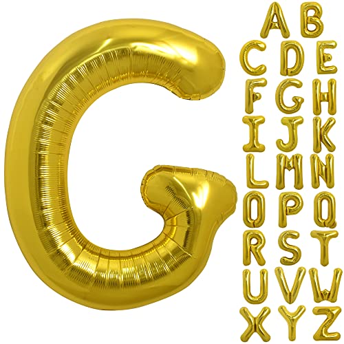 TONIFUL 40 Zoll große Goldfarbene G Buchstabe Ballons Jumbo Helium Ballons, Folie Mylar Big Alphabet Ballons für Geburtstagsfeier Jubiläum Valentinstag Zubehör Dekorationen von TONIFUL