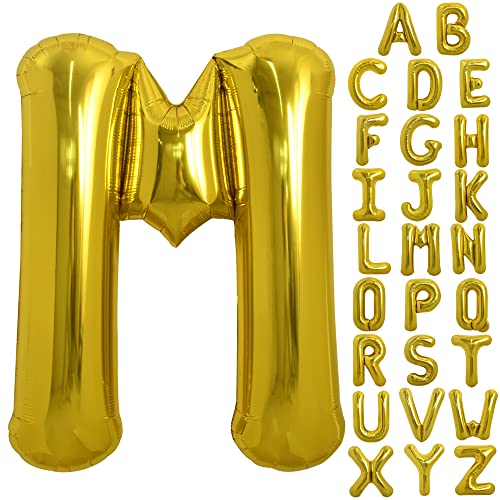 TONIFUL 40 Zoll große Goldfarbene M Buchstabe Ballons Jumbo Helium Ballons, Folie Mylar Big Alphabet Ballons für Geburtstagsfeier Jubiläum Valentinstag Zubehör Dekorationen von TONIFUL