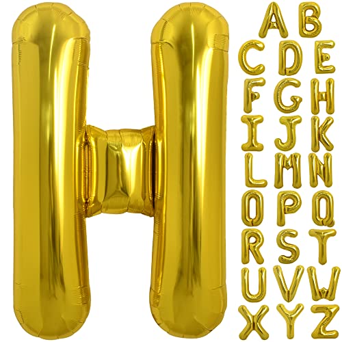 TONIFUL 40 Zoll Große Goldfarbene H Buchstabe Ballon - Jumbo Helium Folie Mylar Big Alphabet für Geburtstagsfeier, Jubiläum, Valentinstag Zubehör Dekorationen TONIFUL 40 Zoll Große Goldfarbene H Buchstabe Ballon - Jumbo Helium Folie Mylar Big Alphabet für Geburtstagsfeier, Jubiläum, Valentinstag Zubehör Dekorationen von TONIFUL