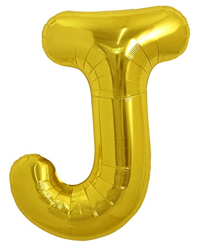 TONIFUL 40 Zoll große Goldfarbene J Buchstabe Ballons Jumbo Helium Ballons, Folie Mylar Big Alphabet Ballons für Geburtstagsfeier Jubiläum Valentinstag Zubehör Dekorationen von TONIFUL