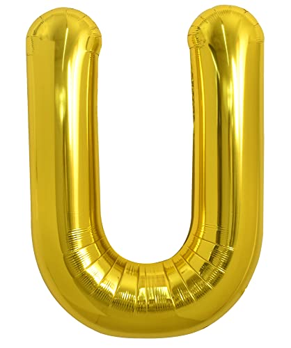 TONIFUL 40 Zoll große Goldfarbene U Buchstabe Ballons Jumbo Helium Ballons, Folie Mylar Big Alphabet Ballons für Geburtstagsfeier Jubiläum Valentinstag Zubehör Dekorationen von TONIFUL