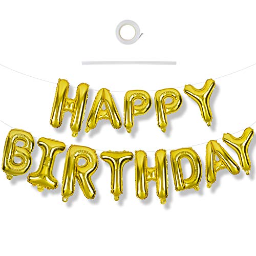 TONIFUL Gold Happy Birthday Ballon Girlande,16 Zoll Gold Folie Happy Birthday Folienballon Luftballon Geburtstagsballon Banner Helium Ballon für Geburtstag Party, Geburtstagsbanner TONIFUL Gold Happy Birthday Ballon Girlande,16 Zoll Gold Folie Happy Birthday Folienballon Luftballon Geburtstagsballon Banner Helium Ballon für Geburtstag Party, Geburtstagsbanner von TONIFUL