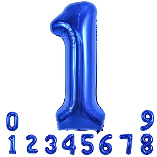 TONIFUL 40 Zoll Nummer Folienballon 0 to 9 in Marineblau Helium Zahlenballon Riesenzahl Luftballon Nummer 1 Heliumballons für Geburtstag, Hochzeit, Jubiläum Party Dekoration（Zahl 1） von TONIFUL