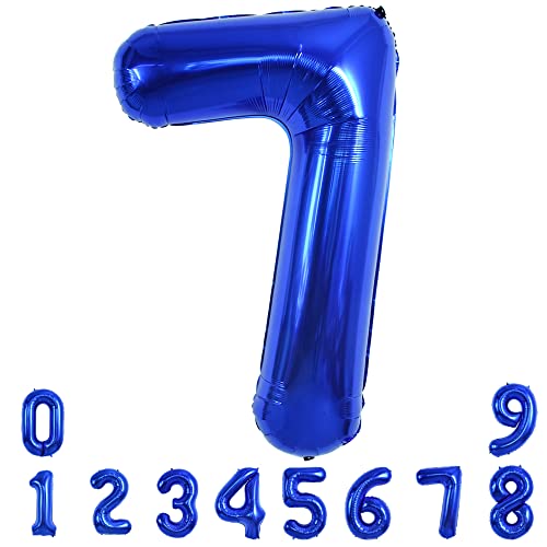 TONIFUL 40 Zoll Nummer Folienballon 0 to 9 in Marineblau Helium Zahlenballon Riesenzahl Luftballon Nummer 7 Heliumballons für Geburtstag, Hochzeit, Jubiläum Party Dekoration（Zahl 7） von TONIFUL