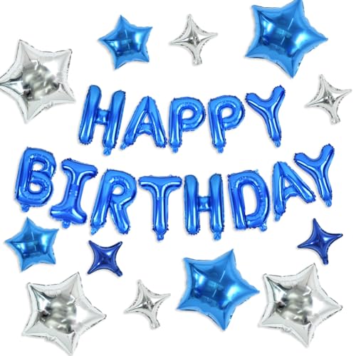 TONIFUL 35 Stück Blauer Glückwunsch Geburtstag Dekorationen Set, 16 Zoll Ballon Banner mit Stern Ballons, Mylar Folie Geburtstag Banner für Männer, Frauen, Erwachsene TONIFUL 35 Stück Blauer Glückwunsch Geburtstag Dekorationen Set, 16 Zoll Ballon Banner mit Stern Ballons, Mylar Folie Geburtstag Banner für Männer, Frauen, Erwachsene von TONIFUL