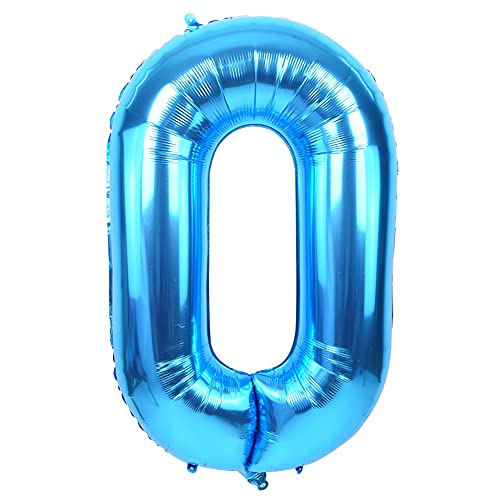 TONIFUL 40 Zoll Nummer Folienballon 0 to 9 in Blau Helium Zahlenballon Riesenzahl Luftballon Nummer 0 Heliumballons für Geburtstag, Hochzeit, Jubiläum Party Dekoration（Zahl 0） von TONIFUL