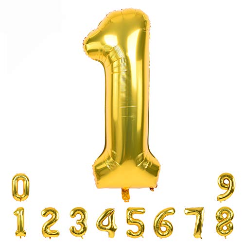 TONIFUL R8TV Number balloon 1 Gold, Acrylic von TONIFUL