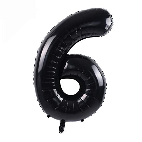 TONIFUL 40 Zoll Nummer Folienballon 0 to 9 in Schwarz Helium Zahlenballon Riesenzahl Luftballon Nummer 6 Heliumballons für Geburtstag, Hochzeit, Jubiläum Party Dekoration（Zahl 6） von TONIFUL