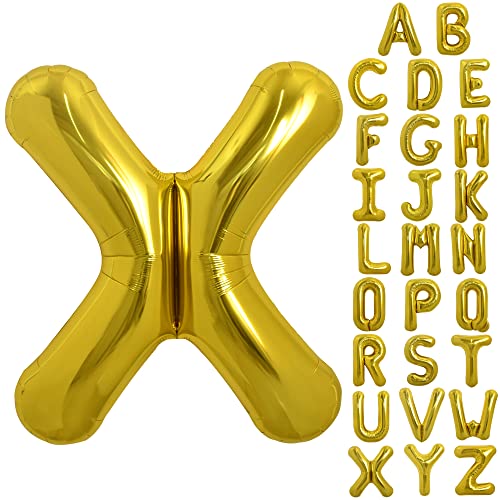 TONIFUL 40 Zoll Große Goldfarbene X Buchstabe Ballon - Jumbo Helium Folie Mylar Big Alphabet für Geburtstagsfeier, Jubiläum, Valentinstag Zubehör Dekorationen TONIFUL 40 Zoll Große Goldfarbene X Buchstabe Ballon - Jumbo Helium Folie Mylar Big Alphabet für Geburtstagsfeier, Jubiläum, Valentinstag Zubehör Dekorationen von TONIFUL