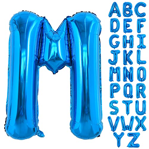 TONIFUL 40 Zoll großer Blau Buchstabe M Ballon, riesiger Buchstabenballon, großer Folienballon für Geburtstagsfeier, Jubiläumsdekoration von TONIFUL