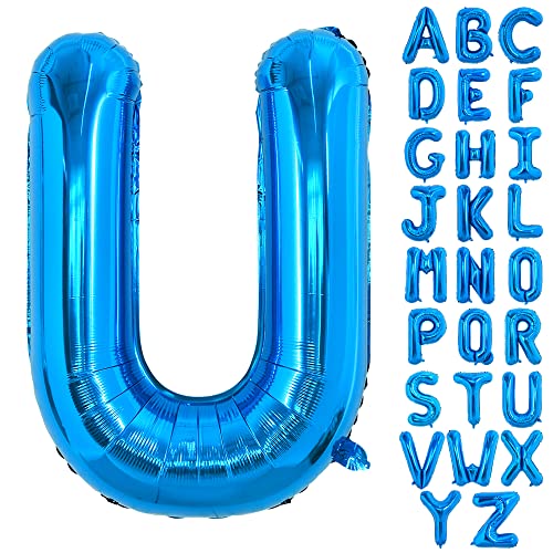 TONIFUL 40 Zoll großer Blau Buchstabe U Ballon, riesiger Buchstabenballon, großer Folienballon für Geburtstagsfeier, Jubiläumsdekoration von TONIFUL