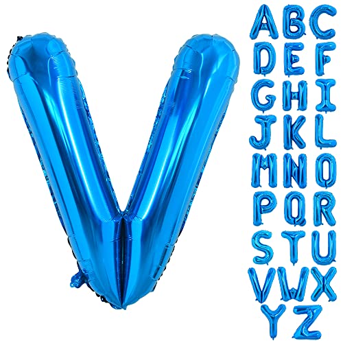 TONIFUL 40 Zoll großer Blau Buchstabe V Ballon, riesiger Buchstabenballon, großer Folienballon für Geburtstagsfeier, Jubiläumsdekoration von TONIFUL