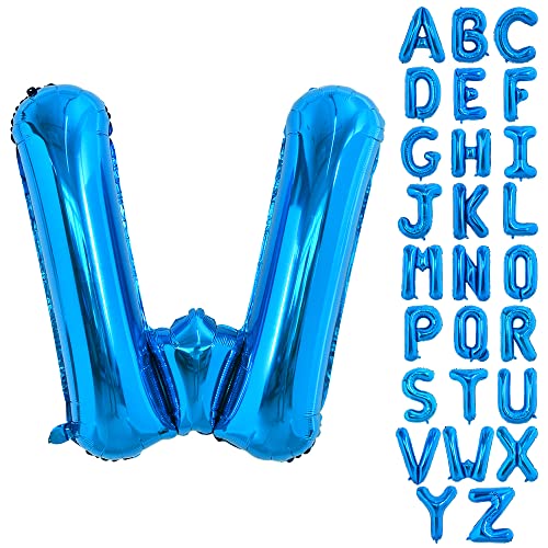 TONIFUL 40 Zoll großer Blau Buchstabe W Ballon, riesiger Buchstabenballon, großer Folienballon für Geburtstagsfeier, Jubiläumsdekoration von TONIFUL