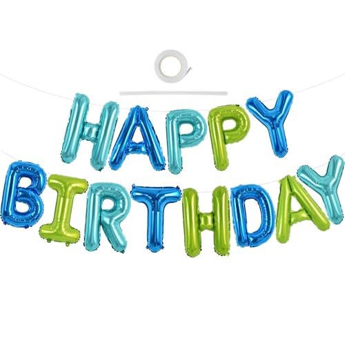 TONIFUL Blau Grün Happy Birthday Ballon Girlande,16 Zoll Blau Grün Folie Happy Birthday Folienballon Luftballon Geburtstagsballon Banner Helium Ballon für Geburtstag Party, Geburtstagsbanner TONIFUL Blau Grün Happy Birthday Ballon Girlande,16 Zoll Blau Grün Folie Happy Birthday Folienballon Luftballon Geburtstagsballon Banner Helium Ballon für Geburtstag Party, Geburtstagsbanner von TONIFUL