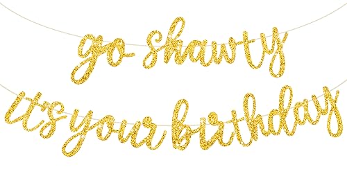 TONIFUL Gold Go Shawty Es ist Ihr Geburtstag Banner.NO DIY Hip Hop Theme Glitter Happy Birthday Banner,Gold Rap Theme Happy Birthday Zeichen für Mann Frauen Geburtstag Party Supply TONIFUL Gold Go Shawty Es ist Ihr Geburtstag Banner.NO DIY Hip Hop Theme Glitter Happy Birthday Banner,Gold Rap Theme Happy Birthday Zeichen für Mann Frauen Geburtstag Party Supply von TONIFUL
