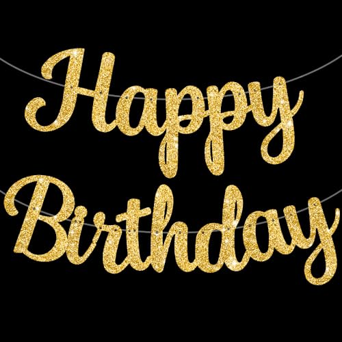 TONIFUL Gold Happy Birthday Banner KENO DIY 10Füße, Pre-Strung-Glitter Happy Birthday Zeichen, Happy Birthday Girlande, Happy Birthday Hintergrund, Happy Birthday Dekorationen für Frauen TONIFUL Gold Happy Birthday Banner KENO DIY 10Füße, Pre-Strung-Glitter Happy Birthday Zeichen, Happy Birthday Girlande, Happy Birthday Hintergrund, Happy Birthday Dekorationen für Frauen von TONIFUL