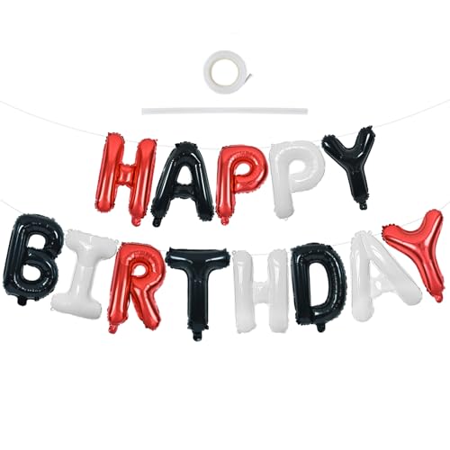 TONIFUL "Happy Birthday"-Ballon-Banner mit Schleifenband, 40,6 cm, Mylar-Buchstaben, Geburtstagsschild, Banner, Ballon-Wimpelkette, wiederverwendbar, für Mädchen, Jungen, Kinder und Erwachsene, von TONIFUL