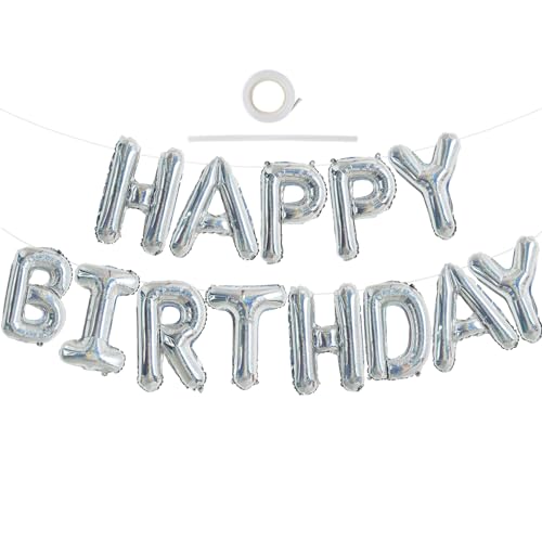 TONIFUL Laser-Silber Happy Birthday Ballon Girlande,16 Zoll Laser-Silber Folie Happy Birthday Folienballon Luftballon Geburtstagsballon Banner Helium Ballon für Geburtstag Party, Geburtstagsbanner TONIFUL Laser-Silber Happy Birthday Ballon Girlande,16 Zoll Laser-Silber Folie Happy Birthday Folienballon Luftballon Geburtstagsballon Banner Helium Ballon für Geburtstag Party, Geburtstagsbanner von TONIFUL