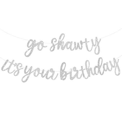 TONIFUL Silber Go Shawty Es ist Ihr Geburtstag Banner.NO DIY Hip Hop Theme Glitter Happy Birthday Banner,Silber Rap Theme Happy Birthday Zeichen für Mann Frauen Geburtstag Party Supply TONIFUL Silber Go Shawty Es ist Ihr Geburtstag Banner.NO DIY Hip Hop Theme Glitter Happy Birthday Banner,Silber Rap Theme Happy Birthday Zeichen für Mann Frauen Geburtstag Party Supply von TONIFUL