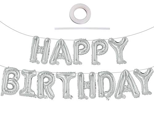 TONIFUL Silber Happy Birthday Ballon Girlande,16 Zoll Silver Folie Happy Birthday Folienballon Luftballon Geburtstagsballon Banner Helium Ballon für Geburtstag Party, Geburtstagsbanner TONIFUL Silber Happy Birthday Ballon Girlande,16 Zoll Silver Folie Happy Birthday Folienballon Luftballon Geburtstagsballon Banner Helium Ballon für Geburtstag Party, Geburtstagsbanner von TONIFUL