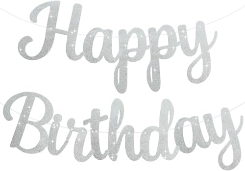 TONIFUL Silber Happy Birthday Banner KENO DIY 10Füße, Pre-Strung-Glitter Happy Birthday Zeichen, Happy Birthday Girlande, Happy Birthday Hintergrund, Happy Birthday Dekorationen für Frauen TONIFUL Silber Happy Birthday Banner KENO DIY 10Füße, Pre-Strung-Glitter Happy Birthday Zeichen, Happy Birthday Girlande, Happy Birthday Hintergrund, Happy Birthday Dekorationen für Frauen von TONIFUL