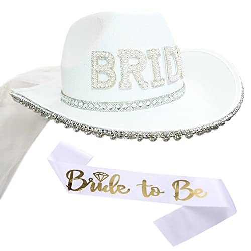 TONXX Braut Cowboy Hut Braut Cowgirl Hut Bachelorette Party Hut Bride To Be Banner Für Brautdusche Bride To Be Schärpe von TONXX