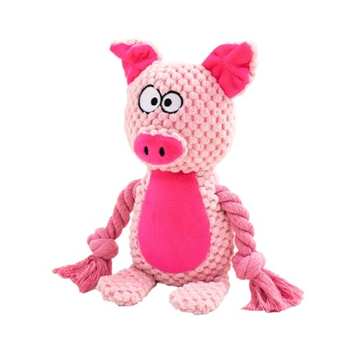 TONYFY Hundespielzeug, Hund Quietschspielzeug mit Knitterpapier, Plüschtier Hund Plüsch Kauspielzeug, Baumwollseil interaktives Spielzeug für Welpen, kleine, mittlere Hunde (Rosa Schwein) von TONYFY