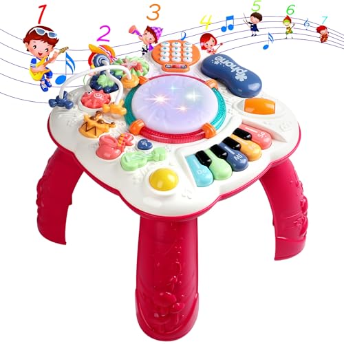 TONZE Spieltisch Baby Spielzeug ab 1 2 3 Jahre Kinderspielzeug Motorikspielzeug Lernspielzeug Activity Center Baby mit Lichtern Musikspielzeug Kinder Spielzeug Geschenk Mädchen Junge ab 1 2 3 Jahre von TONZE