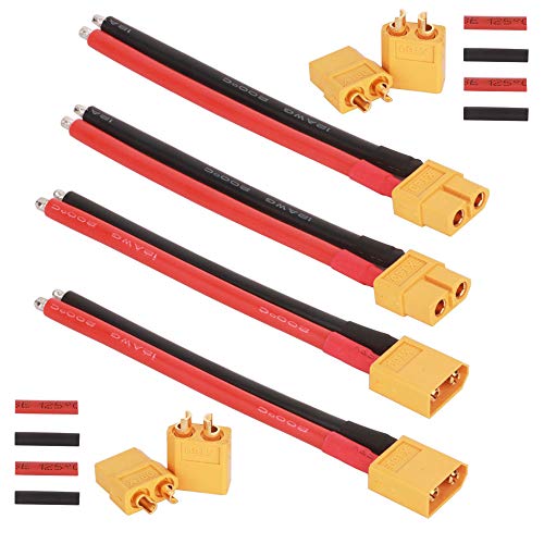 GTIWUNG 2 Paar XT60 Stecker mit Kabel 100mm 12AWG Silikon Draht, 2 Paar XT-60 Männlich Weiblich Rundstecker Stecker mit Wärmeschrumpf für RC Lipo Akku GTIWUNG 2 Paar XT60 Stecker mit Kabel 100mm 12AWG Silikon Draht, 2 Paar XT-60 Männlich Weiblich Rundstecker Stecker mit Wärmeschrumpf für RC Lipo Akku von GTIWUNG