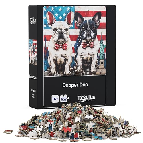 1000 Teile Kunstpuzzle für Erwachsene, Dapper Duo, 50,8 x 71,1 cm, Puzzles 1000 Teile, Hochauflösung, 300 DPI, inklusive Original-Poster, einzigartige Farbbox (Dapper Duo) von TOOLILA