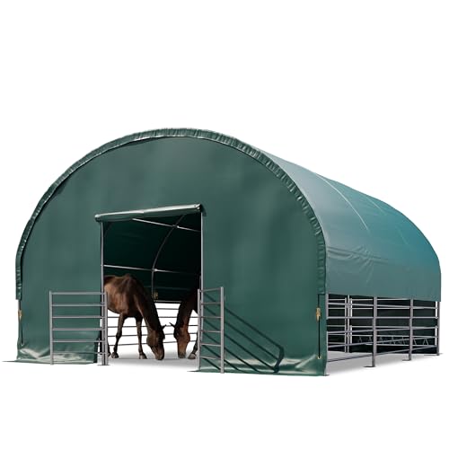 Weidezelt 6x6 m PVC Plane 2300 Newton Weidehütte Unterstand für Pferde - für Erduntergrund - grün Weidezelt 6x6 m PVC Plane 2300 Newton Weidehütte Unterstand für Pferde - für Erduntergrund - grün von TOOLPORT