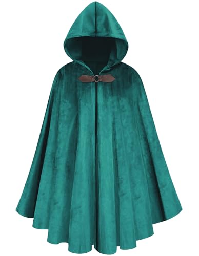 TOONRAIN Herren Erwachsene Mittelalter Umhang Hoodie Retro Rollenspiel Renaissance Umhang Kostüm, Runde Schnalle, Seeblau, 39.37'' TOONRAIN Herren Erwachsene Mittelalter Umhang Hoodie Retro Rollenspiel Renaissance Umhang Kostüm, Runde Schnalle, Seeblau, 39.37'' von TOONRAIN