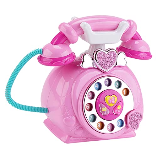 TOOYFUL Cartoon Telefon Spielzeug Storytelling Maschine mit Geschenkerkennungs Erleuchtungsspielzeug für Kleinkinder, Kinder, Die So Tun, Als Würden Sie Spiel, rosa von TOOYFUL