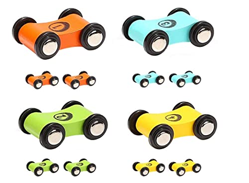 TOP BRIGHT 6 Mini-Holzautos für Race Ramp – Set von Ersatz-Spielzeugautos für Kleinkinder im Alter von 18 Monaten und älter – Premium Holz-Spielset für Kinder – Kompatibel mit 3 Rampentypen von TOP BRIGHT