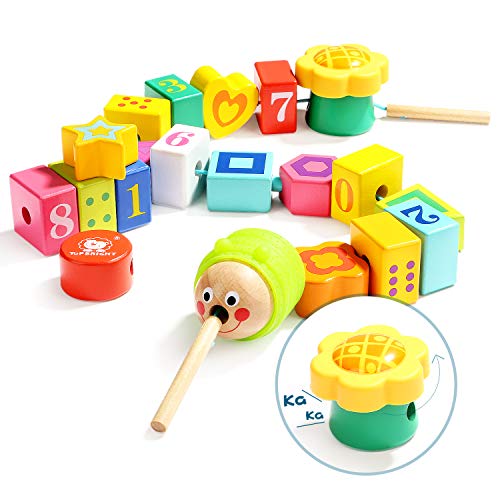 TOP BRIGHT Spielzeug zum Schnüren aus Holz für Mädchen 2 Jahre, Montessori Lernspielzeug Feinmotori-Fähigkeiten für Kinder, Spiele mit Zahl und Form, pädagogisches Geschenk für Jungen von TOP BRIGHT