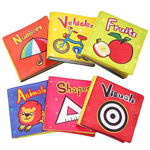 TOP BRIGHT Babyspielzeug für Bücher, aus Stoff, weiches Spielzeug für Babys von 1 Jahr, Geschenk, Spielzeug, Lernbuch, 6 – 12 Monate (6 Stück) von TOP BRIGHT