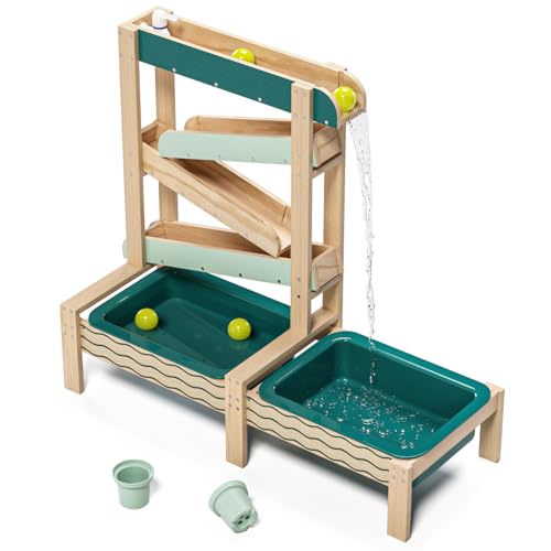 TOP BRIGHT Topbright Outdoor Wasserbahn (ab 36 Monaten, Holzbahn, Wasserspiel für Kinder, Lernspielzeug, inkl. Wasserbecken und Bälle) 1212342024de0001 von TOP BRIGHT