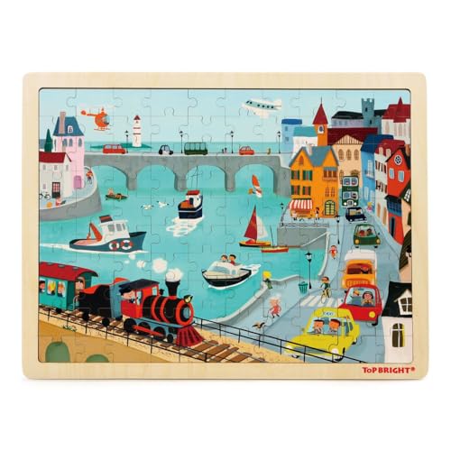 Topbright - 120391 - Kinder-Holzpuzzle mit Rahmen 100 Teile, ab 3 Jahren, aus hochwertigem Massivholz und abgerundeten Kanten, mit Standrahmen, natürliche Farben auf Wasserbasis Topbright - 120391 - Kinder-Holzpuzzle mit Rahmen 100 Teile, ab 3 Jahren, aus hochwertigem Massivholz und abgerundeten Kanten, mit Standrahmen, natürliche Farben auf Wasserbasis von TOP BRIGHT