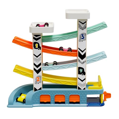 Topbright - 1210922022de0001 - Rennbahn-Autorutsche, Lernspiel, Autostrecke für Kinder 1-2 Jahre, Rennautobahn mit 4 Autos, Parkplatz und Garage, aus Holz, BPA-frei Topbright - 1210922022de0001 - Rennbahn-Autorutsche, Lernspiel, Autostrecke für Kinder 1-2 Jahre, Rennautobahn mit 4 Autos, Parkplatz und Garage, aus Holz, BPA-frei von TOP BRIGHT