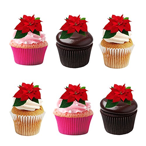 24 rote, Winter, Weihnachtssterne, Blume, essbar, Waffelpapier, Kuchendeko, Dekorationen. 24 rote, Winter, Weihnachtssterne, Blume, essbar, Waffelpapier, Kuchendeko, Dekorationen. von Top That