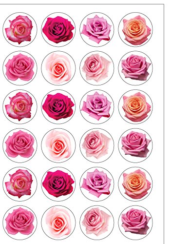 24 vorgeschnittene rosafarbene Rosen, essbares Oblatenpapier, Kuchendekoration von Top That