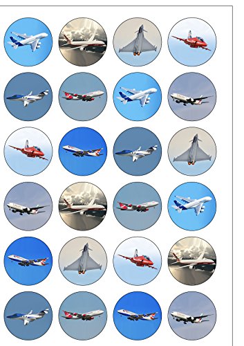 Top That Vorgeschnittene Kuchendekorationen, Tortenaufsätze, Motiv: Flugzeug, Flugjet, für Mottopartys, essbar, aus Waffelpapier, 8 verschiedene Flugzeuge, 24 Stück Top That Vorgeschnittene Kuchendekorationen, Tortenaufsätze, Motiv: Flugzeug, Flugjet, für Mottopartys, essbar, aus Waffelpapier, 8 verschiedene Flugzeuge, 24 Stück von Top That
