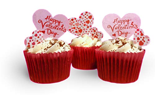 24 vorgeschnittenen gemischt Design/Größe Valentinstag Herzform Essbar Wafer Papier Cupcake Topper/Tischdekorationen von Top That